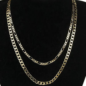 Double Row Layered Chain Necklace 18k Gold Plated